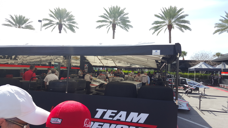 Gorgeous Penske Garage. Not pictured; Helio Castreneves riding up on a scooter about two feet from me.